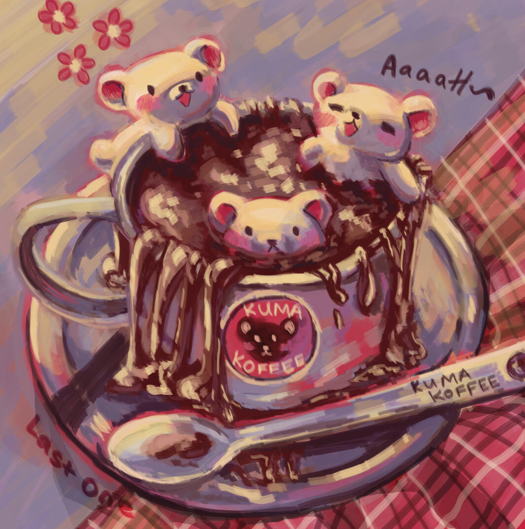 Marshmallow bears bathe in hot cocoa