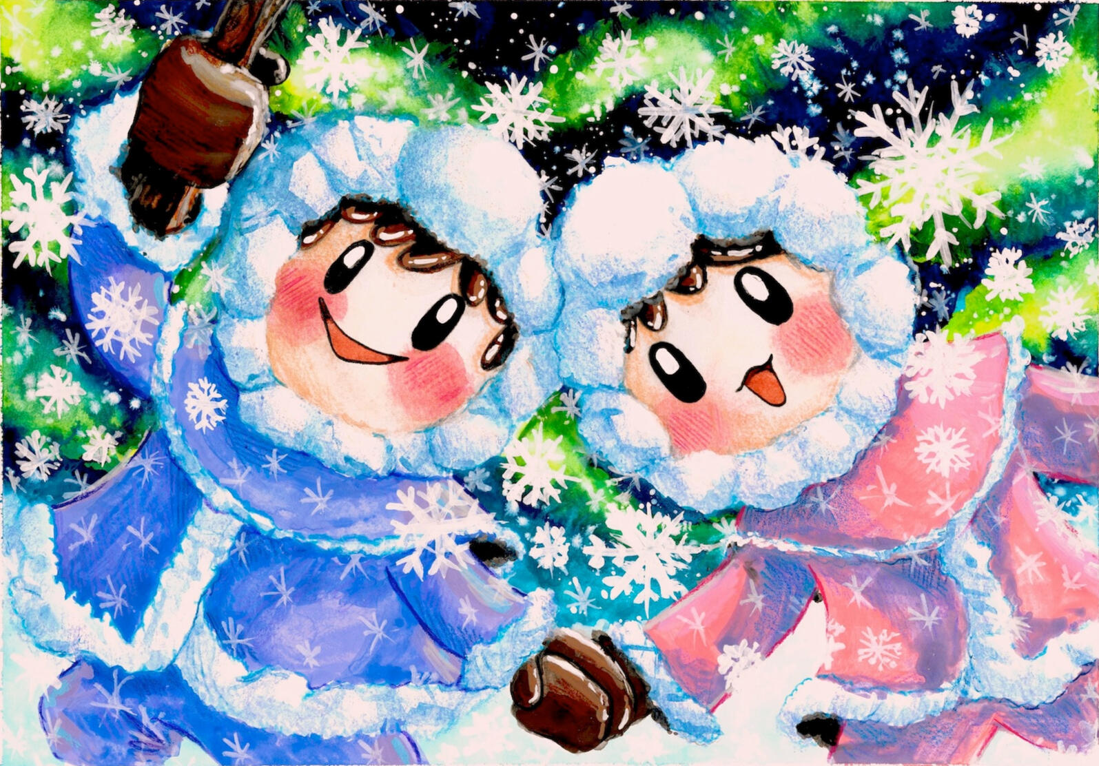 Mixed Media Artwork of Ice Climbers from Super Smash Bros